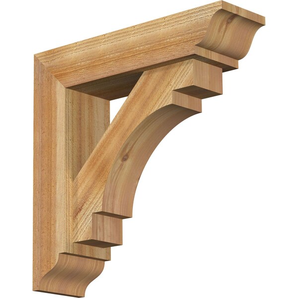 Ekena Millwork Merced Traditional Rough Sawn Bracket w/ Offset Brace, Western Red Cedar, 6"W x 22"D x 22"H BKT0604X22X22MRC01RWR - main